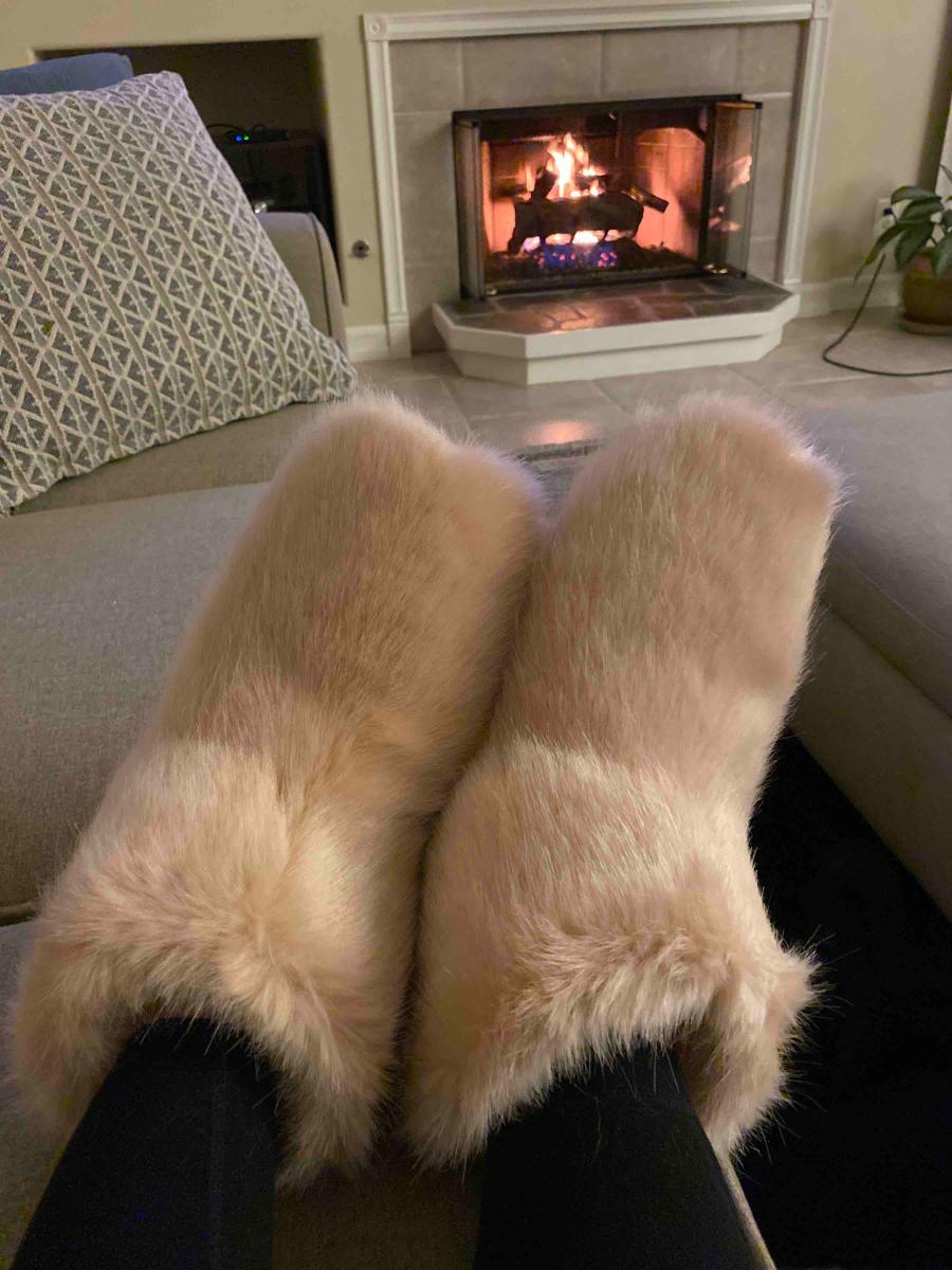 Customer photo for "Super cute, cozy and comfy - but runs small"