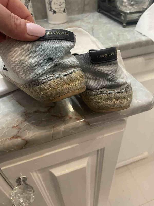 Customer photo for "YSL Espadrille Bleeds and destroyed fabric finish"