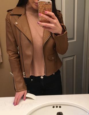 Customer photo for "The perfect faux leather jacket!!"