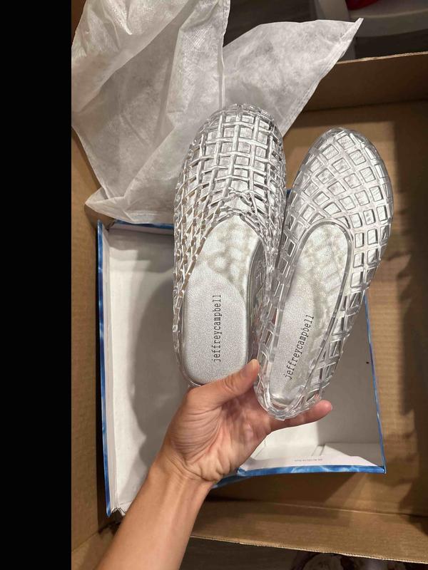 Customer photo for "they sent me two different jelly shoes"