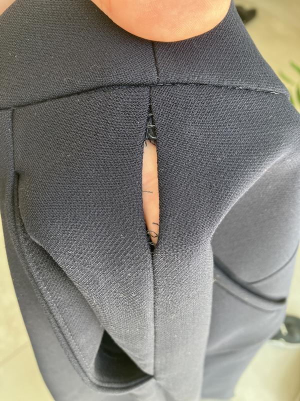 Customer photo for "Side seam unraveled first wear!  Terrible"