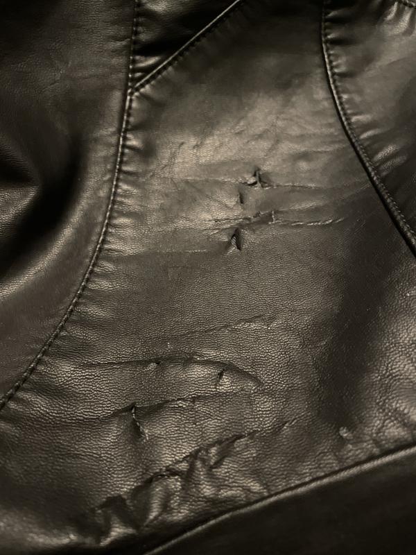 Leather peels off