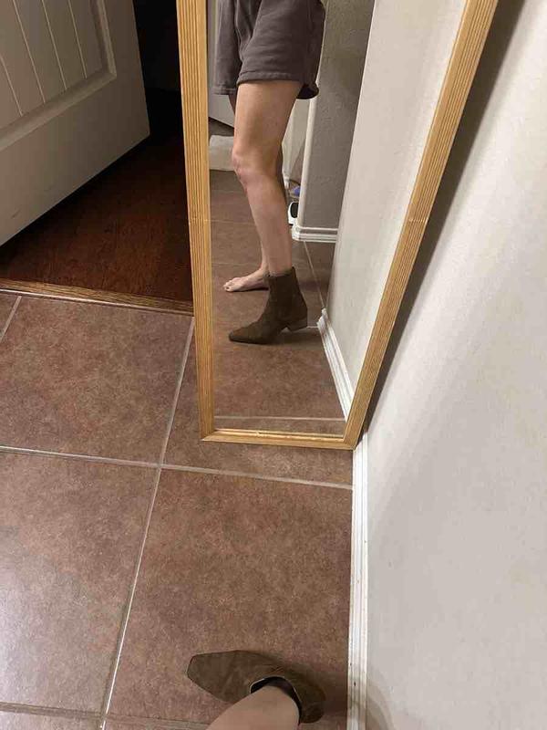 Customer photo for "Brown Suede better irl!"