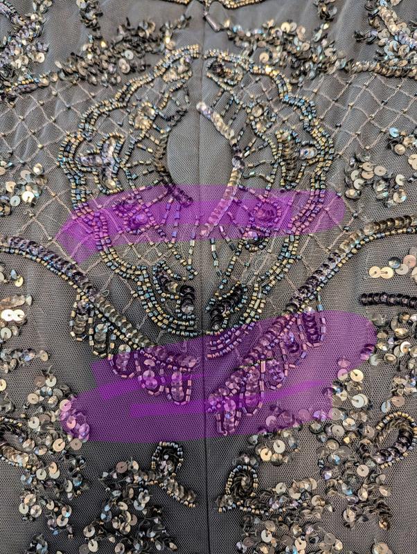 Customer photo for "lovely dress but flaws in beading disappointing"