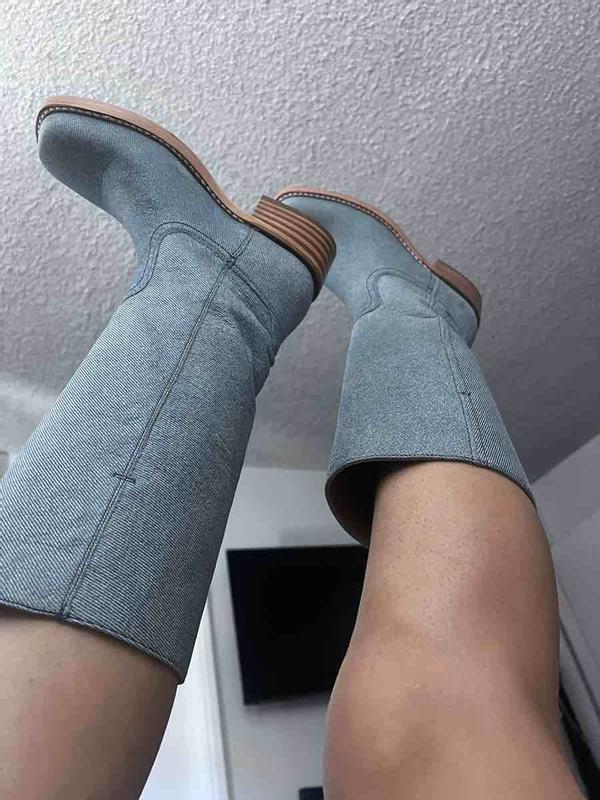 Customer photo for "gorgeous blue denim look"