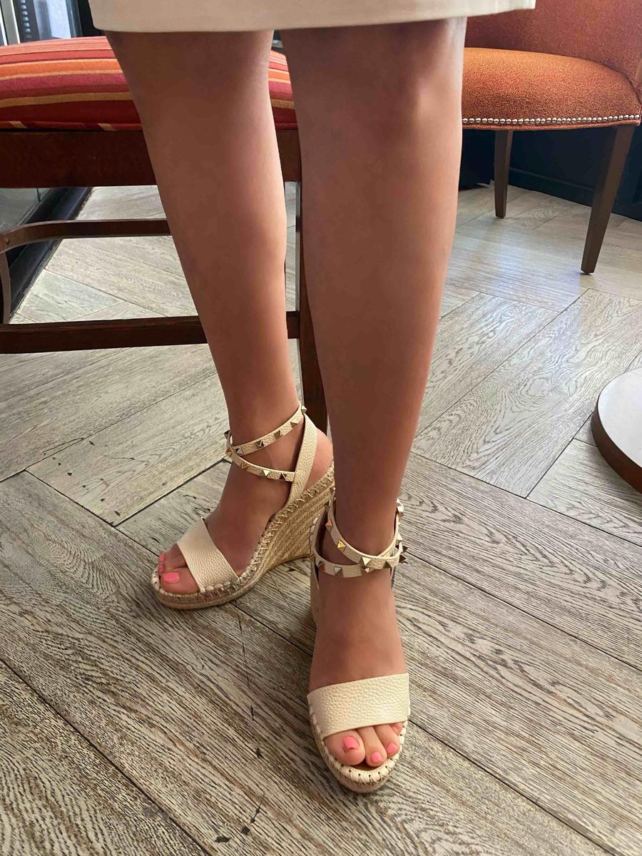 valentino rockstud wedge espadrilles