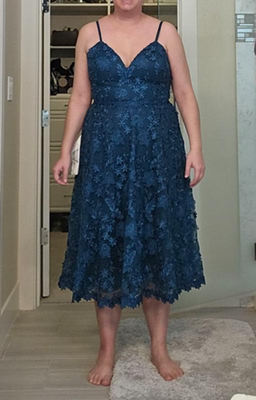 Tahani Floral Embroidered Fit & Flare Midi Dress