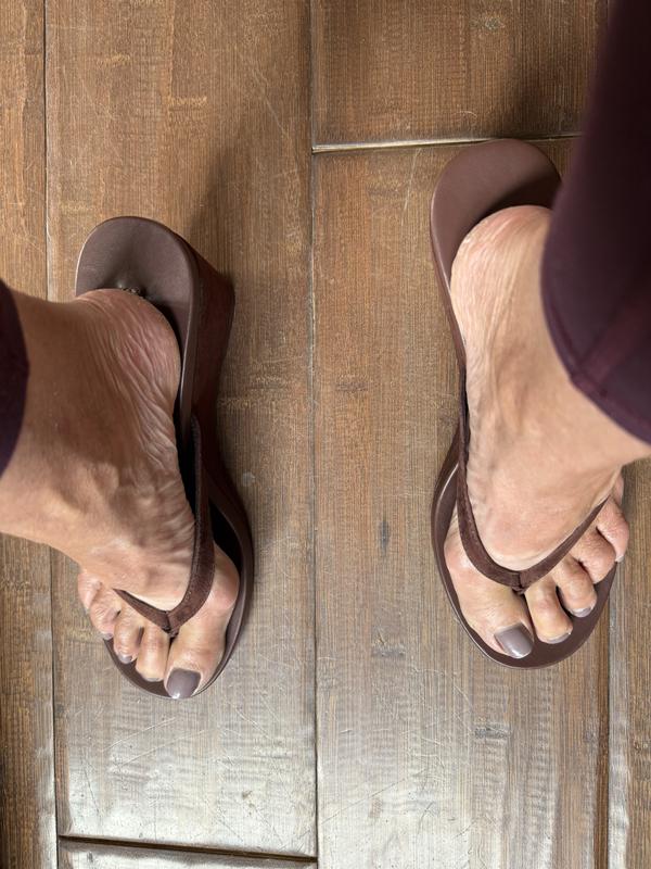 Customer photo for "Perfect sandals, except for the length"