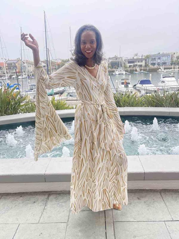 Customer photo for "Tall Girl Rocking the Gold"