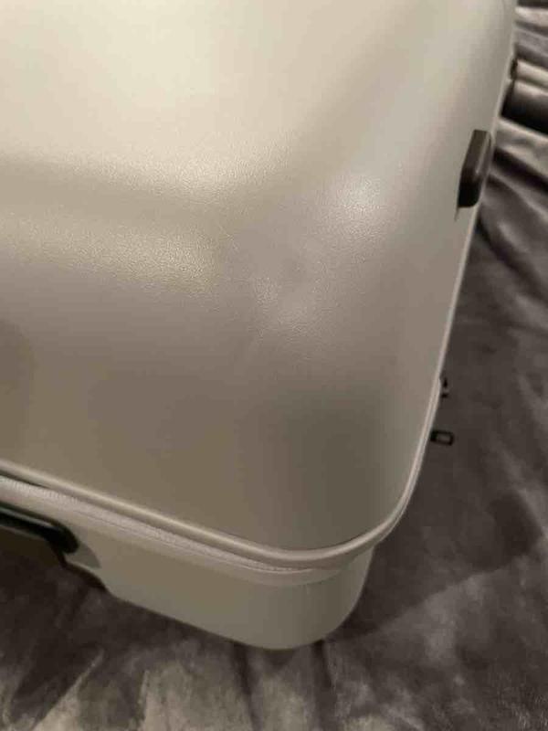 Customer photo for "Ordered online. Received it dented."