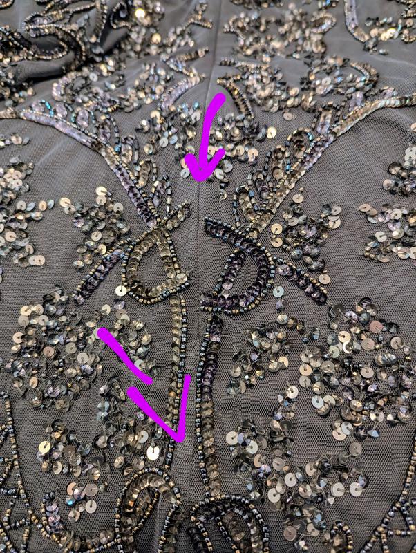 Customer photo for "lovely dress but flaws in beading disappointing"