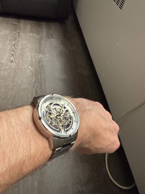 Masterson Semi-Skeleton Leather-Band Watch