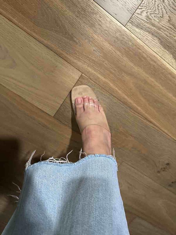 Customer photo for "not wide foot friendly"