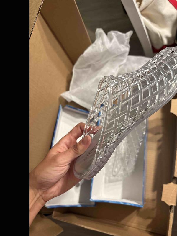 Customer photo for "they sent me two different jelly shoes"