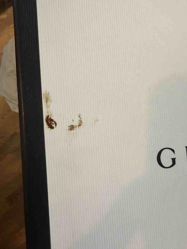 Customer photo for "Defaced box and no shoe bags or tissue"