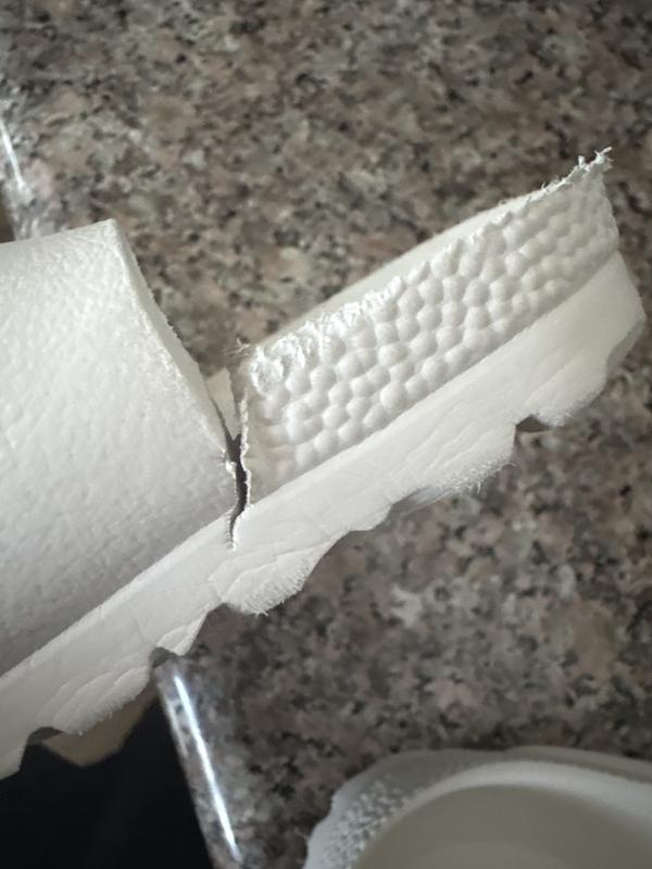 Customer photo for "Cracked after two wears"