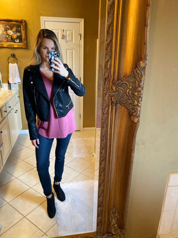 blanknyc denim faux leather moto jacket