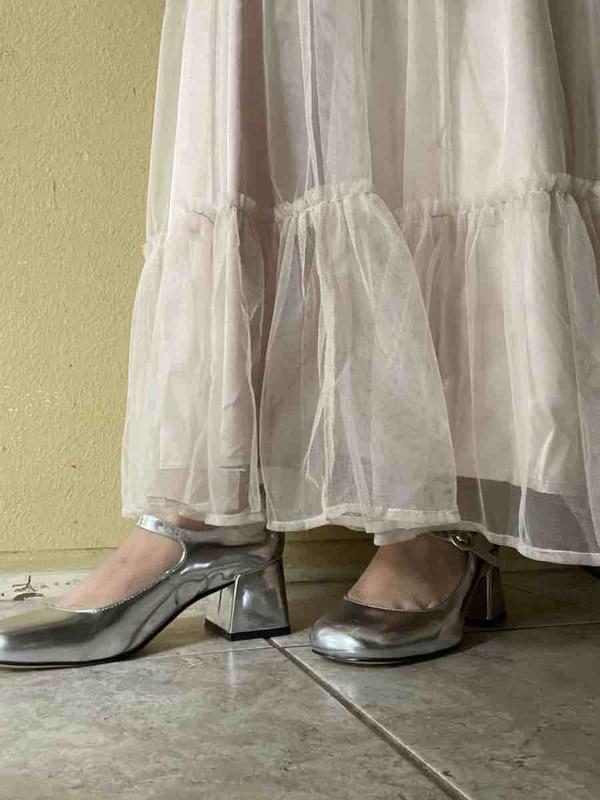 Ruffle Tulle Overlay Tiered Maxi Dress