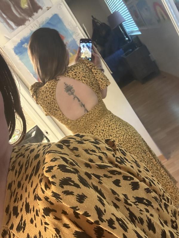 AFRM Jamie Print Open Back Short Sleeve Dress