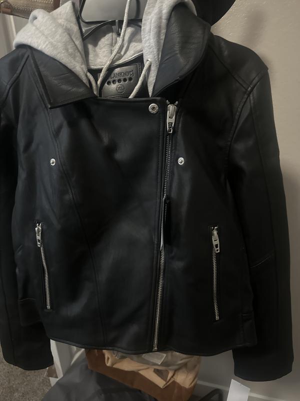 BlankNYC Hooded Faux Leather Moto Jacket - 20539816