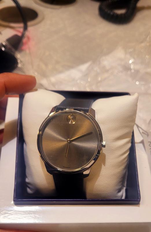 Bold Leather Strap Watch, 42mm