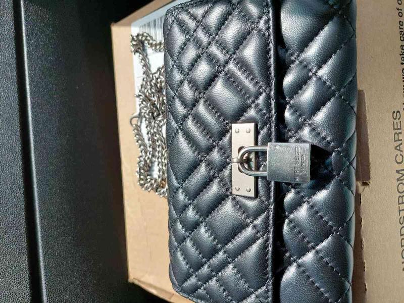 NWT Kurt Geiger SOFT Black Brixton Quilted Leather Chain Wallet Small Bag  Clutch