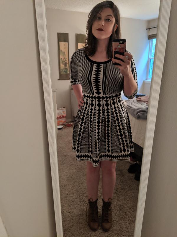 Nina leonard geometric print dress store