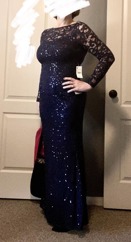 Marina Sequin Lace Long Sleeve Gown Nordstromrack