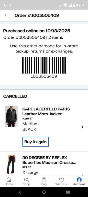 Customer photo for "Never delivered"