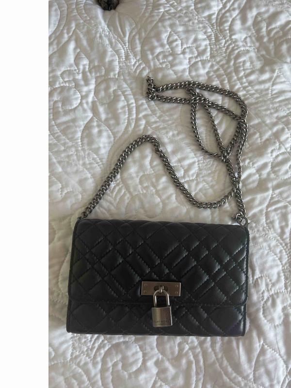NWT Kurt Geiger SOFT Black Brixton Quilted Leather Chain Wallet Small Bag  Clutch