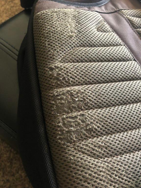 Mesh material that has not lasted the "life" of the product.