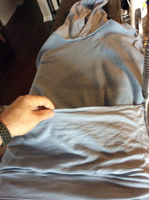 Turned inside out to show the detached top sew line.