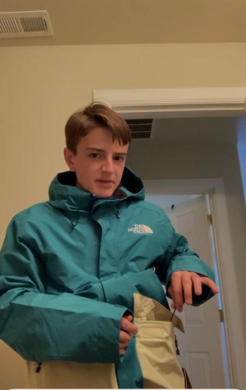 Grandson showing off his new Northface jacket!