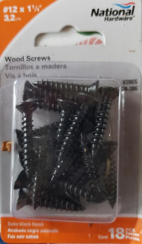 National Hardware #12 x 1-1/4-in Black Phosphate Exterior Wood Screws  (18-Per Box) in the Wood Screws department at