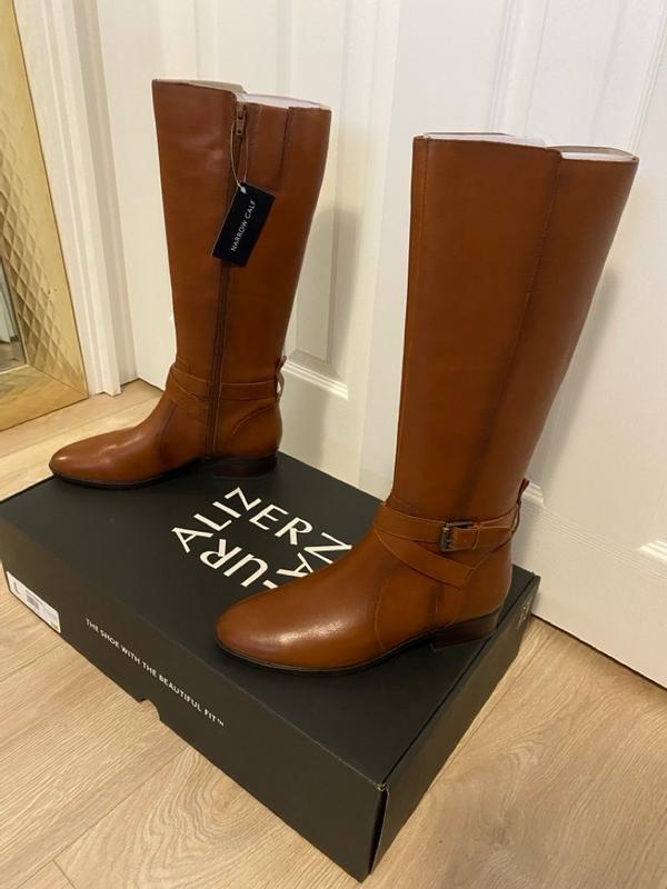 Cognac riding boots narrow calf store
