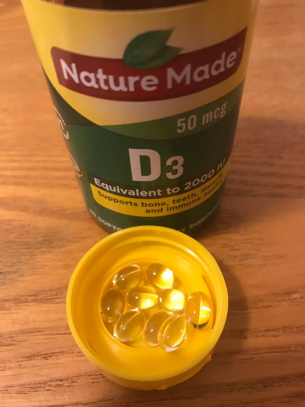 Small, round gel caps.