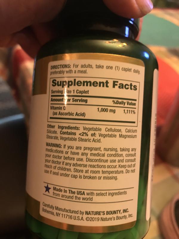 Nature's Bounty 100Count Pure Vitamin C1000 mg Caplets Customer Reviews Bed Bath & Beyond