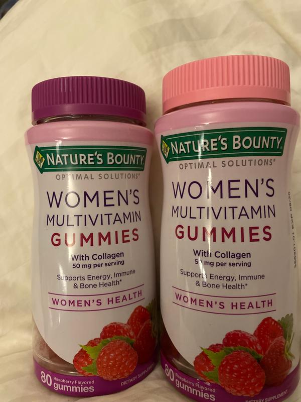 Nature's Bounty Optimal Solutions Women's Multivitamin, Immune and Cellular  Energy Support, Bone Health, Raspberry Flavor, 80 Gummies