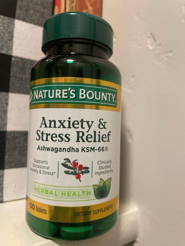 Nature’s Bounty Anxiety & Stress Relief Supplement, Ashwagandha KSM 66 , 50  Ct