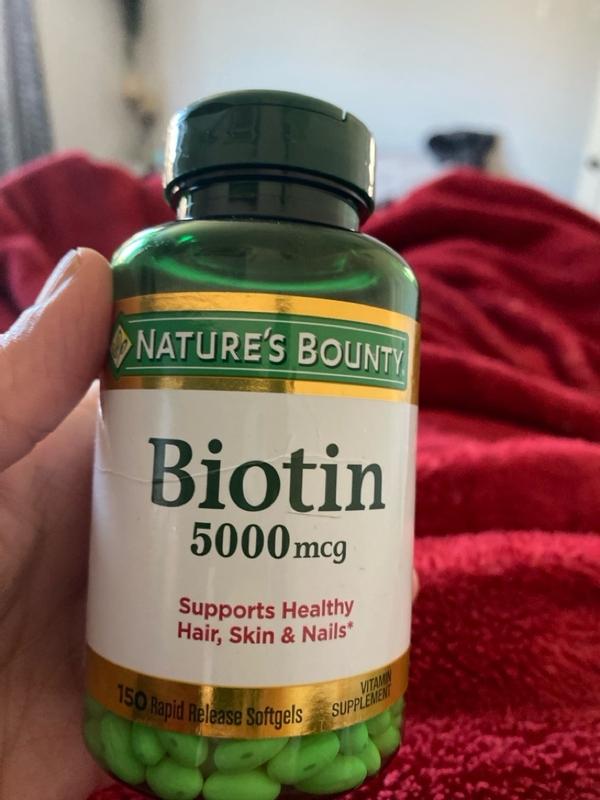 Nature's Bounty Biotin 5000 mcg Softgels, Hair, Skin & Nails Support, 150 Count