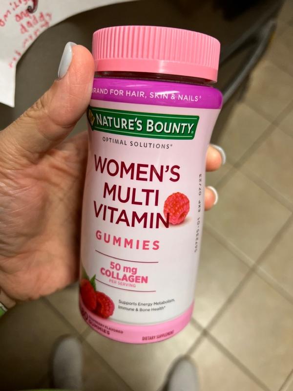 Nature's Bounty Optimal Solutions Women's Multivitamin, Immune and Cellular  Energy Support, Bone Health, Raspberry Flavor, 80 Gummies