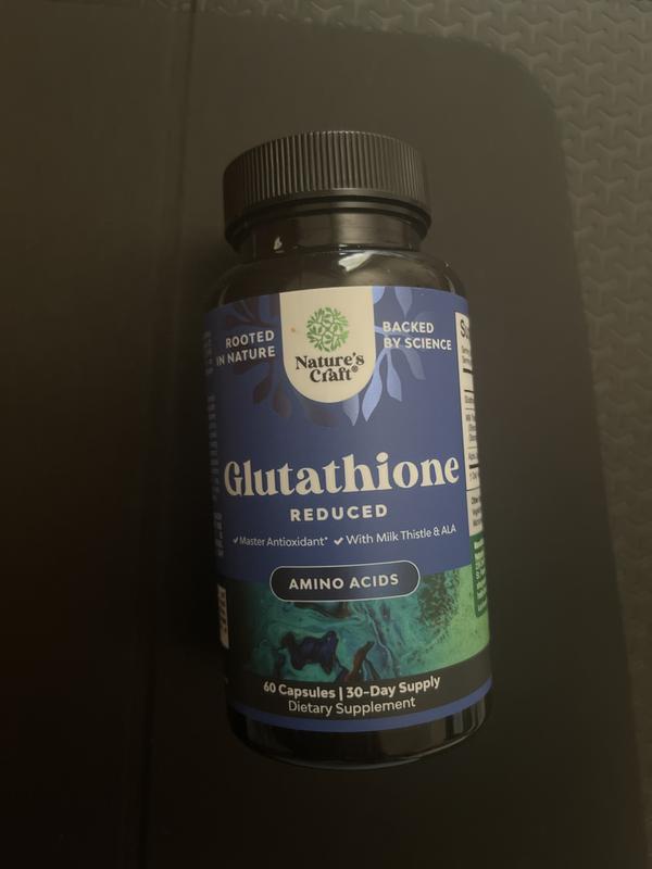 natures craft glutathione Reduced Supplement with Milk Thistle - 500mg per Serving L Glutathione with Alpha Lipoic Acid & Milk Thistle Silymarin Glutathione Capsules, Natural Skin Whitening