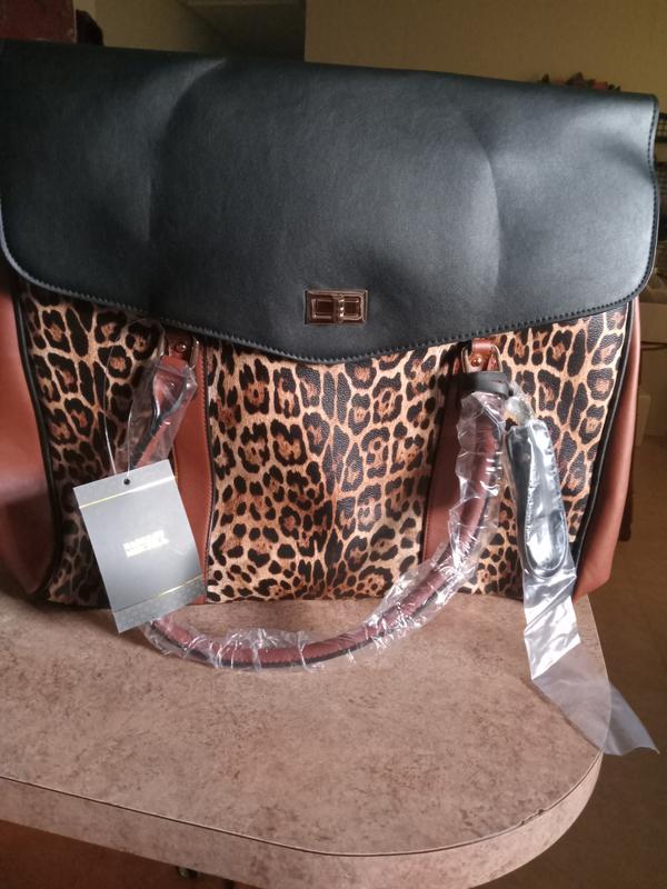 Badgley Mischka Leopard Travel Tote WeekenderBag QVC
