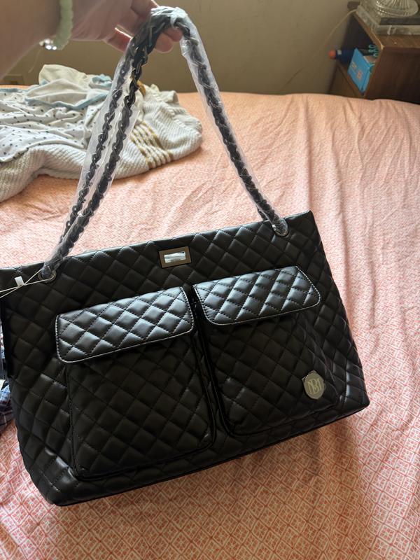diana faux leather tote weekender travel bag Badgley Mischka Vegan Duffel Mark Badgley and James Mischka have been hailed by Vogue as one of the Top 10 American Designers and as the darlings of the Hollywood set Fashion Leather Weekender Tote Diana