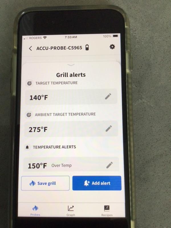 Screen image showing cooking targets.