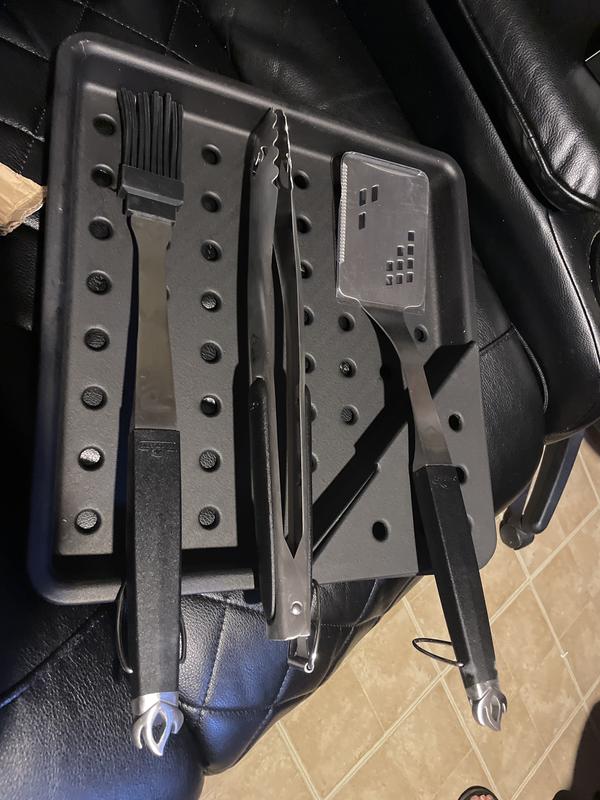 Set Di 3 Utensili Per Barbecue Napoleon Executive, In Acciaio Inox Pressofuso, Con Pala Larga, Pinze E Pennello Per Salse