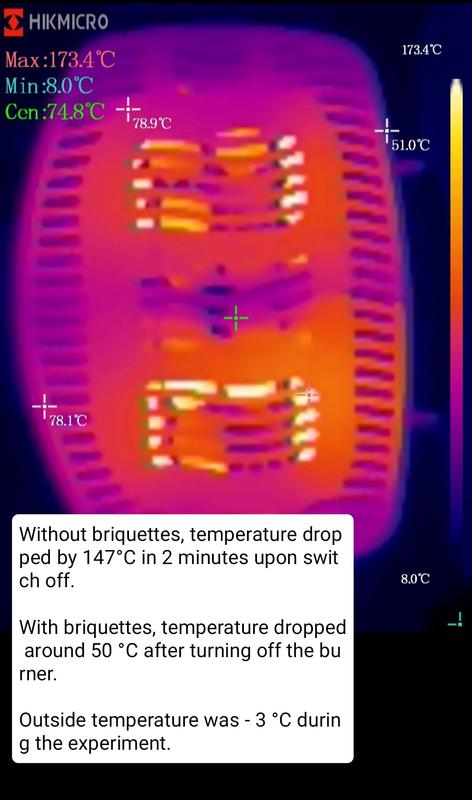 Ceramic Briquettes Thermal Picture after switching off grill