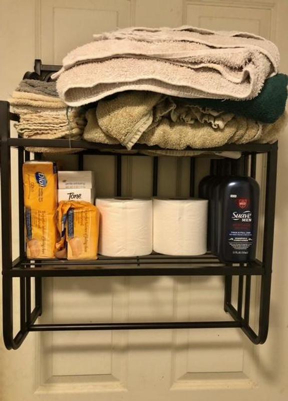 2pcs Silver Hanging Bathroom Shelf, Wall Mounted Storage Organizer