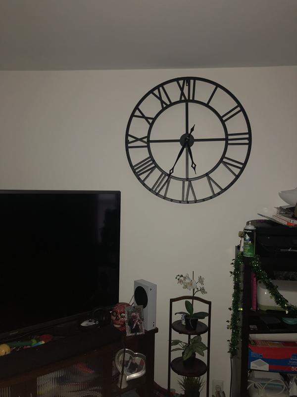 Pinnacle Og Round Wall Clock In The Clocks Department At Com - Pinnacle Oversized Black And Bronze Metal Wall Clock