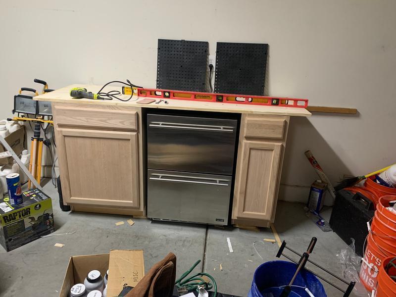 In progress GARAGE DIY Build with NewAir Dual Drawer Fridge